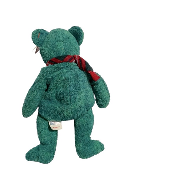 Ty Wallace Beanie Baby 1999 – Green Bear with Plaid Scarf – Collectible Plush - Picture 7 of 12